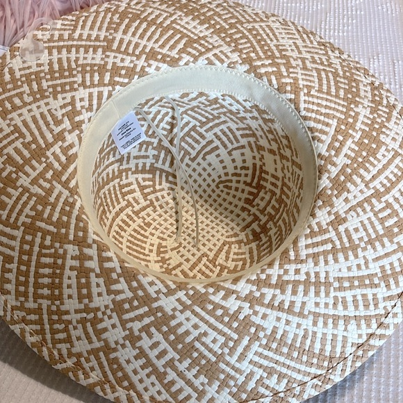 Straw Hat Floppy Two Tone Sun Beach Womens One Size - Picture 5 of 7